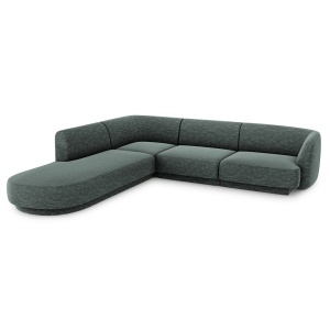 Canapea cu colt albastru petrol din textil pentru 6 persoane Miley Left Micadoni