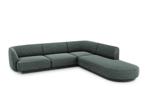 Canapea cu colt albastru petrol din textil pentru 6 persoane Miley Haga Chenille Right Micadoni