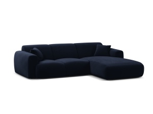 Canapea cu colt albastru royal din catifea pentru 4 persoane Molino Casbla Right Micadoni