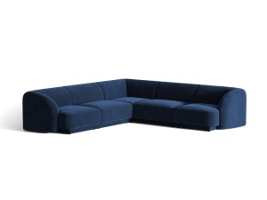 Canapea cu colt albastru royal din catifea pentru 5 persoane Miley Micadoni