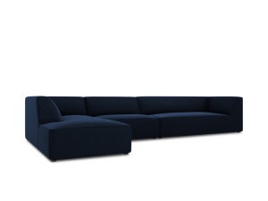 Canapea cu colt albastru royal din catifea pentru 5 persoane Ruby Salvador Left Micadoni