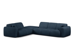 Canapea cu colt albastru royal din textil pentru 6 persoane Molino Chenile Left Micadoni