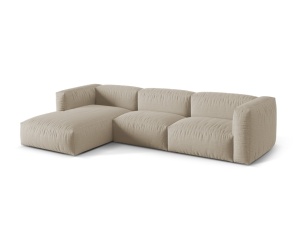 Canapea cu colt bej deschis din textil pentru 3 persoane Martina Left Micadoni