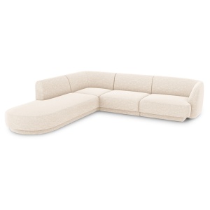 Canapea cu colt bej deschis din textil pentru 6 persoane Miley Left Micadoni