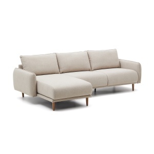 Canapea cu colt bej din textil pentru 3 persoane Carlota Kave Home