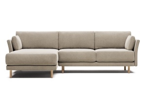 Canapea cu colt bej din textil pentru 3 persoane Gilma Chenille FR Left Kave Home