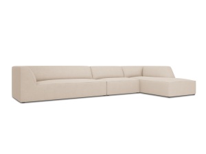 Canapea cu colt bej din textil pentru 5 persoane Ruby Right Micadoni