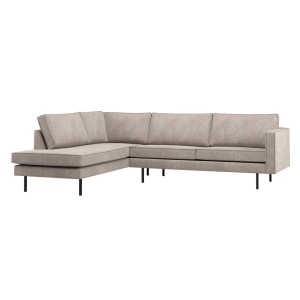 Canapea cu colt bej inchis din textil 266 cm Rodeo Rib Left Woood