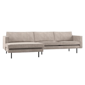 Canapea cu colt bej inchis din textil 300 cm Rodeo Rib Left Woood