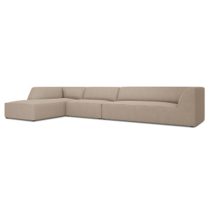 Canapea cu colt bej inchis din textil pentru 5 persoane Ruby Left Micadoni
