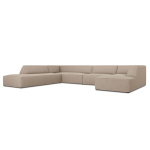 Canapea cu colt bej inchis din textil pentru 7 persoane Ruby Left Micadoni