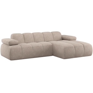 Canapea cu colt bej nisipiu din textil 284 cm Mojo Woolly Right Woood