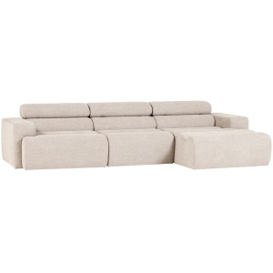 Canapea cu colt crem din textil 300 cm Novi Boucle Right Woood
