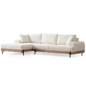 Canapea cu colt din textil alb pentru 3 persoane Eti Left The Home Collection