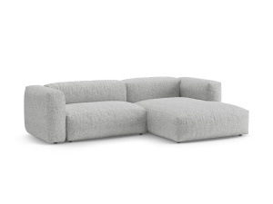 Canapea cu colt extensibila argintie din textil pentru 4 persoane Martina Boucle Right Micadoni