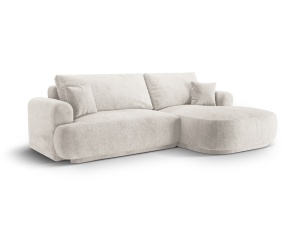 Canapea cu colt extensibila bej deschis din textil pentru 5 persoane Ella Right Micadoni