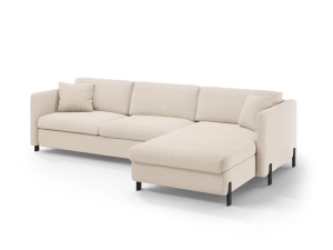 Canapea cu colt extensibila bej din textil pentru 5 persoane Gloria Right Micadoni