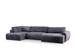 Canapea cu colt extensibila gri antracit din textil 405 cm Enjoy Corner The Home Collection