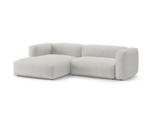 Canapea cu colt extensibila gri/bej din textil pentru 4 persoane Martina Boucle Left Micadoni
