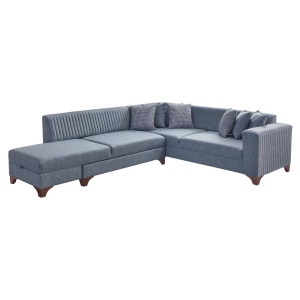 Canapea cu colt extensibila gri din textil 285 cm West Left The Home Collection