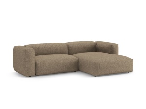 Canapea cu colt extensibila maro cappuccino din textil pentru 4 persoane Martina Boucle Right Micadoni