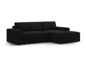 Canapea cu colt extensibila neagra din textil pentru 3 persoane Jodie Structured Right Micadoni