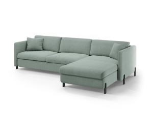 Canapea cu colt extensibila verde menta din textil pentru 5 persoane Gloria Right Micadoni