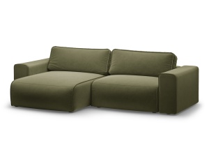 Canapea cu colt extensibila verde muschi din catifea pentru 3 persoane Victor Left Micadoni