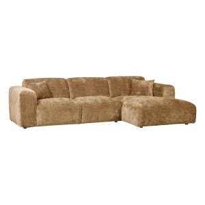 Canapea cu colt galben miere din textil 280 cm Cloud Right Chenille Woood