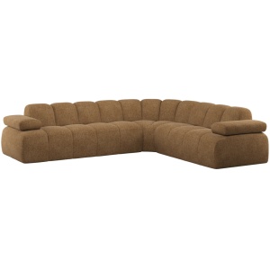 Canapea cu colt galben miere din textil 310 cm Mojo Woolly Right Woood