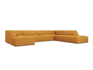 Canapea cu colt galbena din textil pentru 7 persoane Ruby Right Micadoni