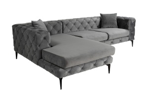 Canapea cu colt gri antracit/neagra din textil 270 cm Como Left The Home Collection