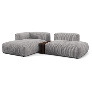 Canapea cu colt gri deschis din textil pentru 2 persoane Martina Corduroy Left Micadoni