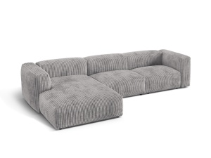 Canapea cu colt gri deschis din textil pentru 3 persoane Martina Corduroy Left Micadoni