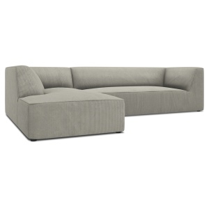 Canapea cu colt gri deschis din textil pentru 4 persoane Ruby Corduroy Left Micadoni