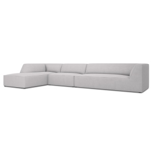 Canapea cu colt gri deschis din textil pentru 5 persoane Ruby Left Micadoni