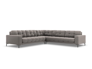 Canapea cu colt gri deschis/neagra din catifea pentru 6 persoane Mamaia Symmetrical Left Right Micadoni