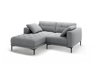 Canapea cu colt gri din catifea pentru 2 persoane Bemy Left Velvet Micadoni
