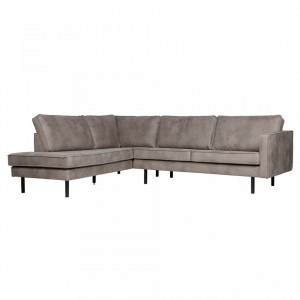 Canapea cu colt gri din poliuretan pentru 3 persoane Rodeo Left BePureHome
