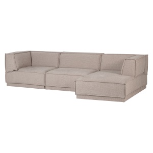 Canapea cu colt gri din textil 276 cm Manu Right Woood