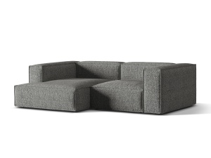 Canapea cu colt gri grafit din textil pentru 3 persoane Nuria Left Boucle Micadoni