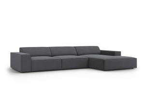 Canapea cu colt gri inchis din textil pentru 4 persoane Jodie Megan Right Micadoni