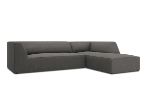 Canapea cu colt gri inchis din textil pentru 4 persoane Ruby Scala Corduroy Right Micadoni
