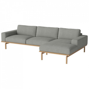 Canapea cu colt gri/maro din poliester si lemn 300 cm Elton Right Bolia