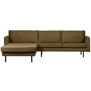 Canapea cu colt maro alama din catifea 300 cm Rodeo Left Woood