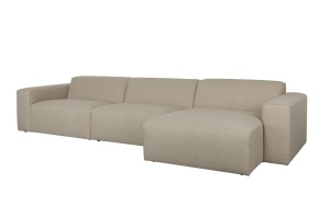 Canapea cu colt maro cappuccino din textil pentru 4.5 persoane Milka Right Zuiver