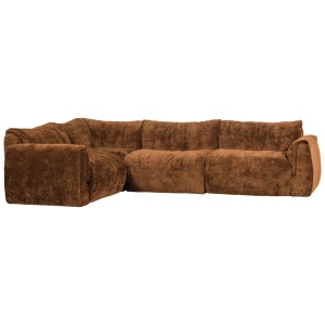 Canapea cu colt maro din textil 301 cm Baggy 3D Chenille Left Woood
