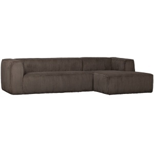 Canapea cu colt maro din textil 305 cm Bean Hefty Right Woood