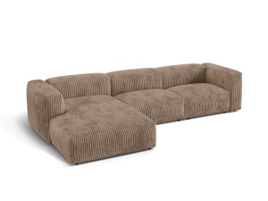 Canapea cu colt maro din textil pentru 3 persoane Martina Corduroy Left Micadoni