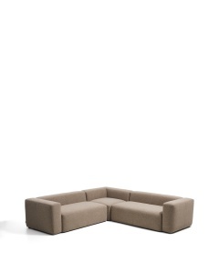Canapea cu colt maro din textil pentru 4 persoane Blok Chenille Symmetrical Kave Home